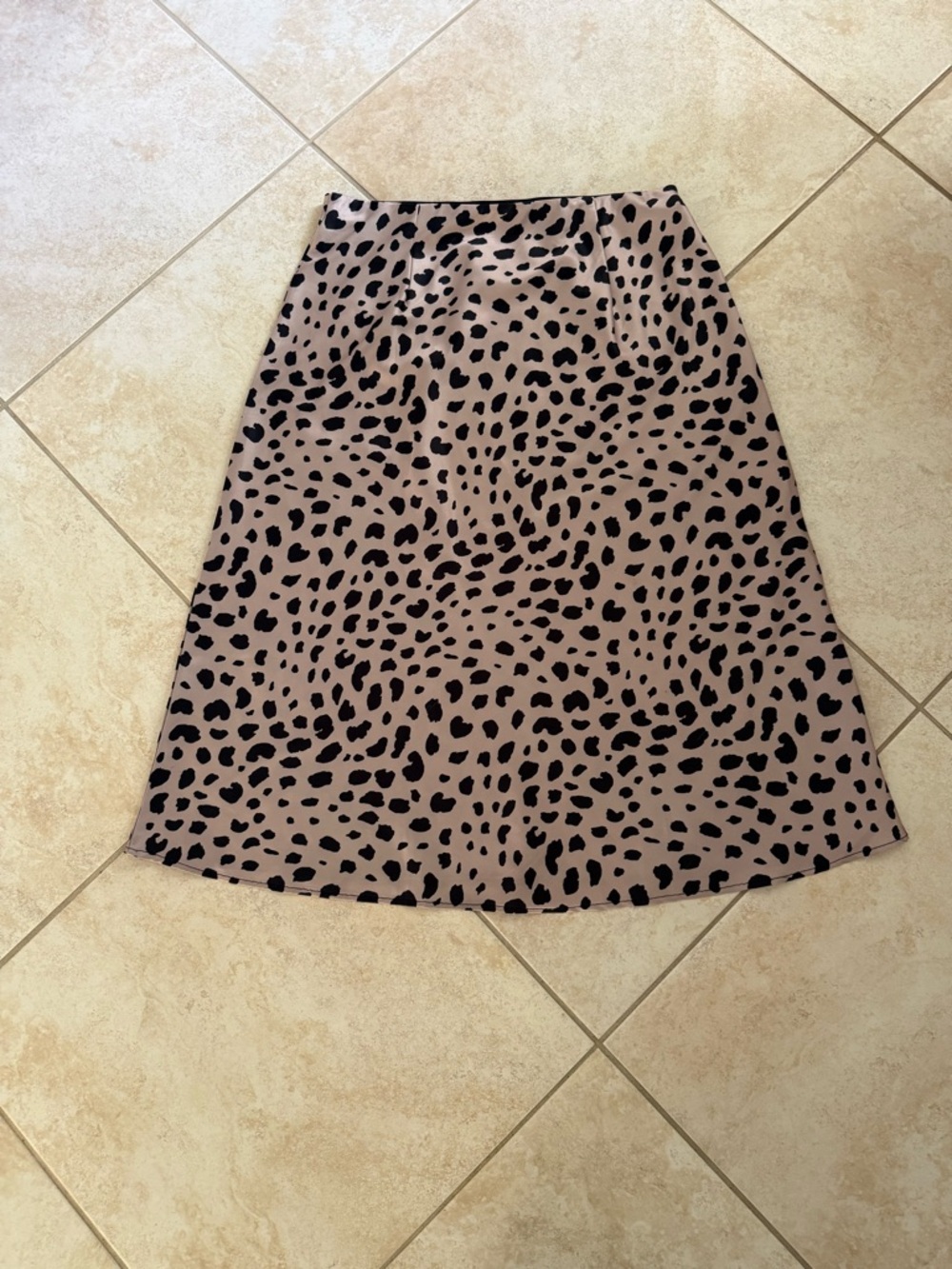 Leopard Print A-Line Skirt - Taupe/Black